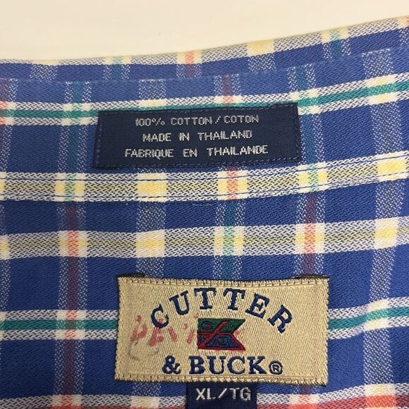 Cutter & Buck Men’s Cotton Button Down Short Sleeve Plaid Shirt with Collar- XL - Picture 10 of 13